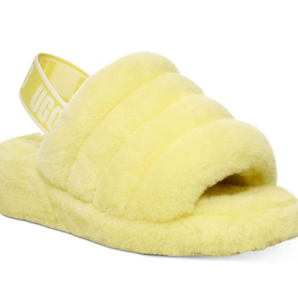 UGG | Shoes | Ugg Rubber Fluff Yeah Slides Shoes In Neon Yellowyellow |  Poshmark